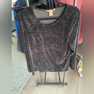 Notations Black Textured Long Sleeve Top